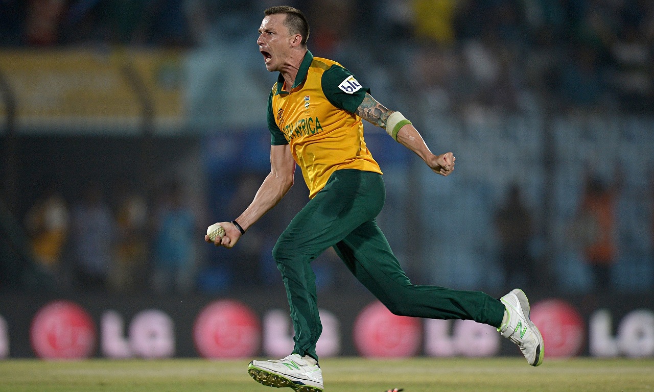 Dale Steyn celebrates after sealing South Africa's World Twenty20 win against New Zealand